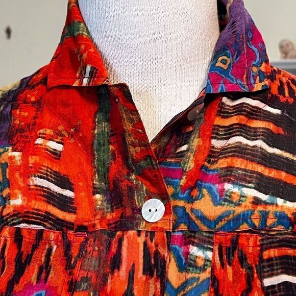 Chicos  ||  multi colored. 100% silk blouse - Picture 1 of 11